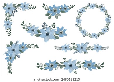 soft blue watercolorl floral illustration