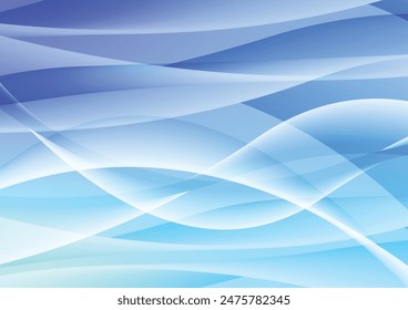 Fondo de línea decorativa de onda azul suave. Ilustración vectorial.