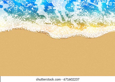 Soft blue wave on sandy beach. Vector illustration