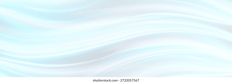 Soft blue waves on white background. Fresh smell. Air flow. Textile, silk, satin background. 