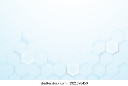 Soft blue and White 3d hexagons texture background