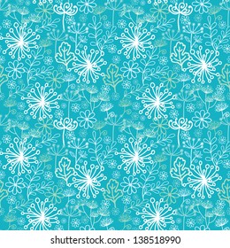 Soft blue and white garden seamless pattern background