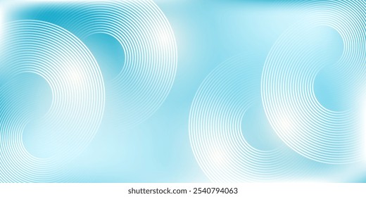 Soft blue white modern abstract background with circle ornament. Circular line element shape. Round line texture.