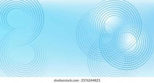 Soft blue white modern abstract background with circle ornament. Circular line element shape. Round line texture.