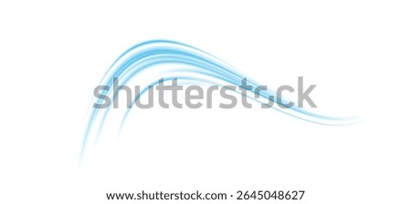 Soft blue wind lines PNG . Transparent motion wave for breeze conditioner, abstract airflow effect with smooth flow, cooling design element for themes of freshness and ventilation