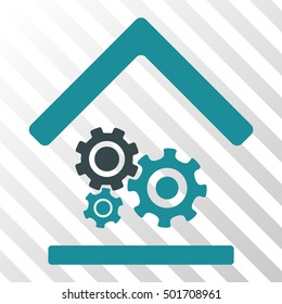Soft Blue Workshop interface icon. Vector pictogram style is a flat bicolor symbol on diagonal hatch transparent background.
