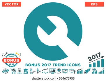 Soft Blue Wrench icon with bonus 2017 year trend pictures. Vector illustration style is flat iconic bicolor symbols, white background.