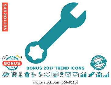 Soft Blue Wrench pictograph with bonus 2017 trend images. Vector illustration style is flat iconic bicolor symbols, white background.