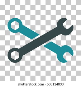 Soft Blue Wrenches interface icon. Vector pictogram style is a flat bicolor symbol on chess transparent background.