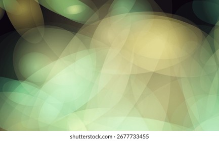 Soft, blurred abstract background with glowing bokeh lights in shades of green and yellow, creating a dreamy and ethereal atmosphere.