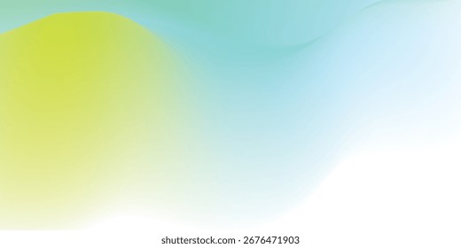 Gradiente suave e borrado, em transição de verde-limão vibrante para azul-petróleo calmante, esmaecendo-se em branco. As cores se misturam perfeitamente.