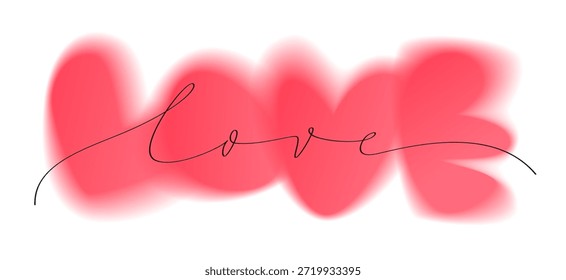 Ilustração de vetor de letras de amor borrado suave com formas de gradiente suave e cores rosa para cartão de saudação dos namorados, pôster romântico, banner, casamento ou design de presente