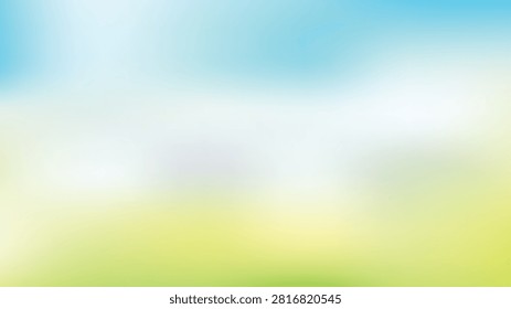 soft blurred vector background featuring spring nature colors with bright sky and green grass landscape