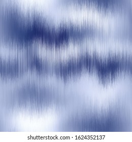 Soft blurry indigo ikat gradient ombre seamless repeat vector eps 10 pattern. Out of focus smooth fantasy wavy distressed graphical motif.