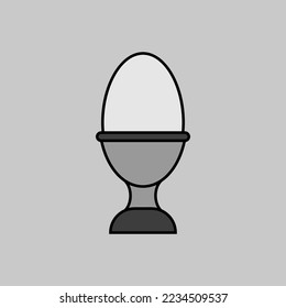 Soft boiled egg in an egg cup vector grayscale icon. Kitchen appliance. Graph symbol for cooking web site design, logo, app, UI