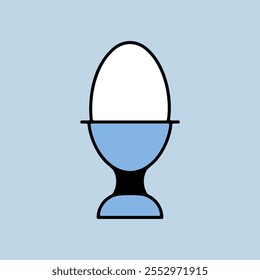 Soft boiled egg in an egg cup vector icon. Kitchen appliance. Graph symbol for cooking web site design, logo, app, UI