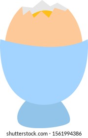 Huevo cocido suave, ilustración, vector sobre fondo blanco.