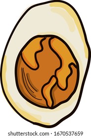 Soft boiled egg, illustration, vector on white background.