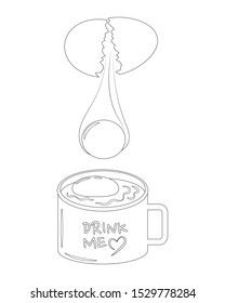 Soft boiled eggs in mug cup vector illustration. Cracked parboiled eggs. Raw eggs in a cup.  