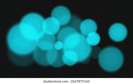 Efecto bokeh suave con Grandes círculos borrosos sobre fondo transparente. Superposición de Vector sutil y elegante para diseños digitales minimalistas, abstractos o decorativos.