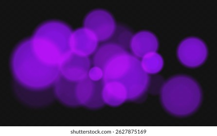 Soft bokeh effect with large blurry circles on transparent background. Subtle and elegant vector overlay for minimal, abstract, or decorative digital designs.