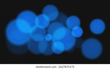 Weicher Bokeh-Effekt mit großen unscharfen Kreisen auf transparentem Hintergrund. Subtile und elegante Vektorüberlagerung für minimale, abstrakte oder dekorative digitale Designs.