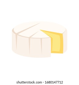 Soft brie cheese flat icon. Vector Soft brie cheese in flat style isolated on white background. Element for web, game and advertising