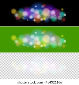 Soft Bright Abstract Bokeh Background ,Bright Colored Lights on Different Backgrounds, Defocused Lights, Lights Isolated, Vector Illustration 