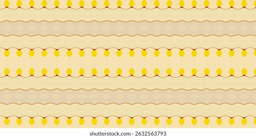 Soft and bright ethnic seamless pattern featuring pale beige tones with cheerful yellow and red accents.