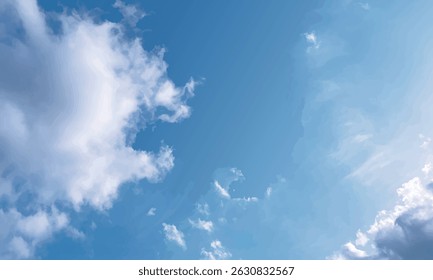 A soft and bright illustration of a clear blue sky with gentle white clouds. Ideal as a natural-themed background for banners, flyers, posters, websites, and social media posts. 