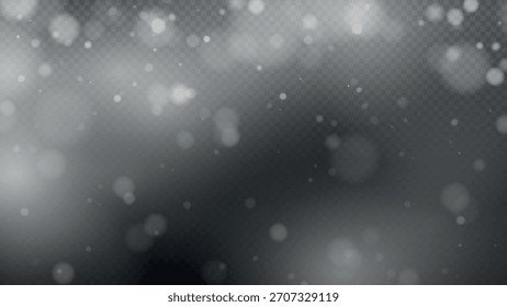 Soft bright snowflakes on transparent background.