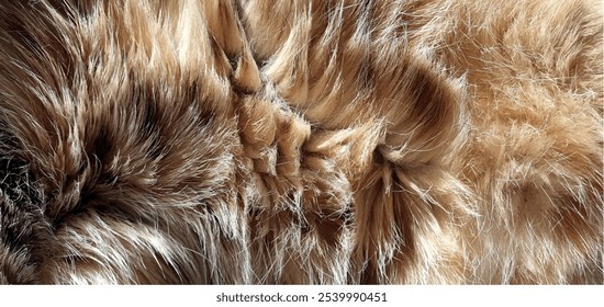 Soft brown cat fur texture. Natural texture of cat fur. Texture of a brown fur coat. Striped kaot wool. Natural animal fur. Fashion and design, interior design.