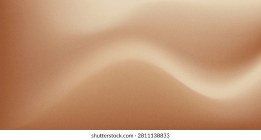 Soft brown gradient background with warm beige and cream tones and golden highlights. Latte bg with smooth grainy noise texture  elegant blurry waves. Luxury aesthetic poster. 3D vector backdrop