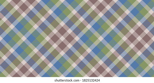 soft brown with green and blue diagonal checkered traditional tartan ornament repeatable pattern, textile texture from plaid, tablecloths, shirts, clothes, dresses, bedding, blankets