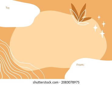 Estilo bohemio marrón claro suave marco minimalista línea orgánica línea de forma vectorial hojas florales afiche elementos de medios sociales botánicos