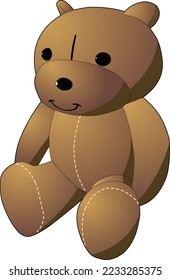 Soft, brown teddy bear. Child toy
