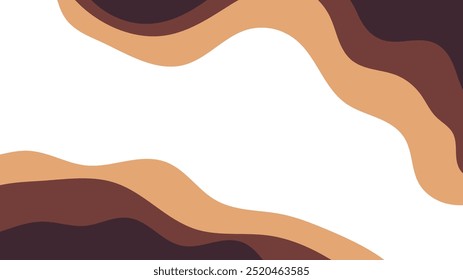soft brown wavy fluid background. brown wavy corner shapes background.