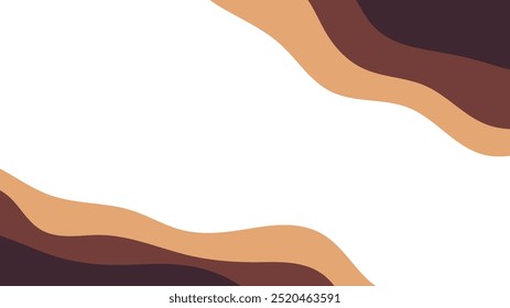 soft brown wavy fluid background. brown wavy corner shapes background.