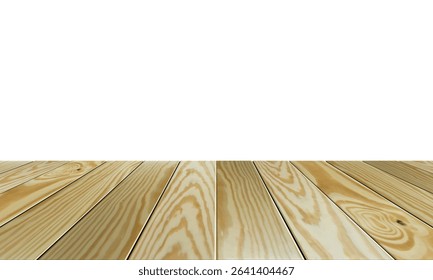 Soft brown wood plank floor white blank space background texture vector illustration.