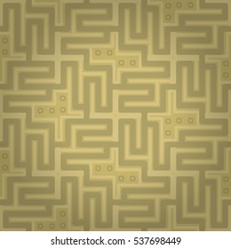 Soft brown, yellow beige decorative seamless pattern in tribal style. Bright, graphical design for web, wallpaper, textile or other purpose.