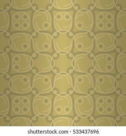 Soft brown, yellow beige geometrical seamless pattern background in extraterrestrial style. Colorful, graphical design for fabric, packing-paper, banner or other purpose.