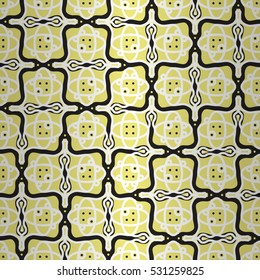 Soft brown, yellow decorative seamless pattern background in hindu style.