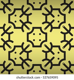 Soft brown, yellow decorative seamless pattern in tribal style. Complex mosaic repeatable backdrop.