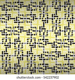 Soft brown, yellow fancy seamless pattern in carpet style. Bright, symmetric design for banner, fabric, wallpaper or other purpose. Compound puzzle repeatable backdrop. Vector background.