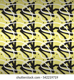 Soft brown, yellow geometric seamless pattern in tracery style. Equable puzzle repeatable backdrop. Colored, graphical design for banner, surface, wallpaper or other purpose.