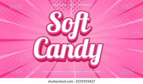 Soft Candy 3D editable text effect Template with cartoon style