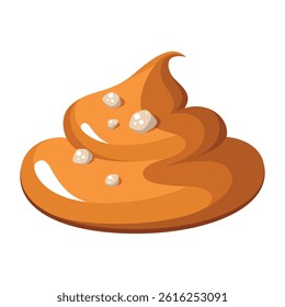 Soft caramel cream on a white background in a simple vector design showcasing its smooth texture and enticing color