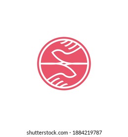 soft care hand symbol simple geometric design vector