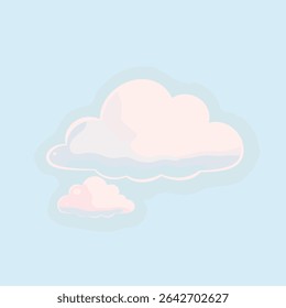 Soft cartoon clouds float peacefully in a clear pastel blue sky