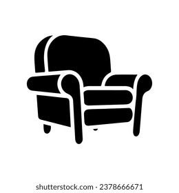 Soft chair icon. Comfortable armchair. Soft furniture for rest and relaxation. Vector illustration